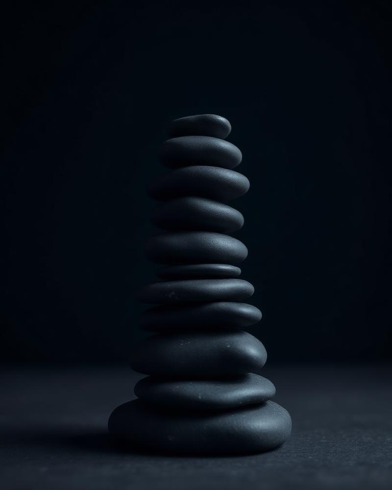 Balanced dark stones sculpture